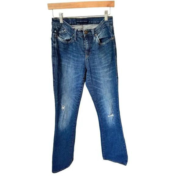 Rock & Republic Kassandra Distressed Studded Boot Cut Denim Jeans Women's SZ 6 - Picture 3 of 15